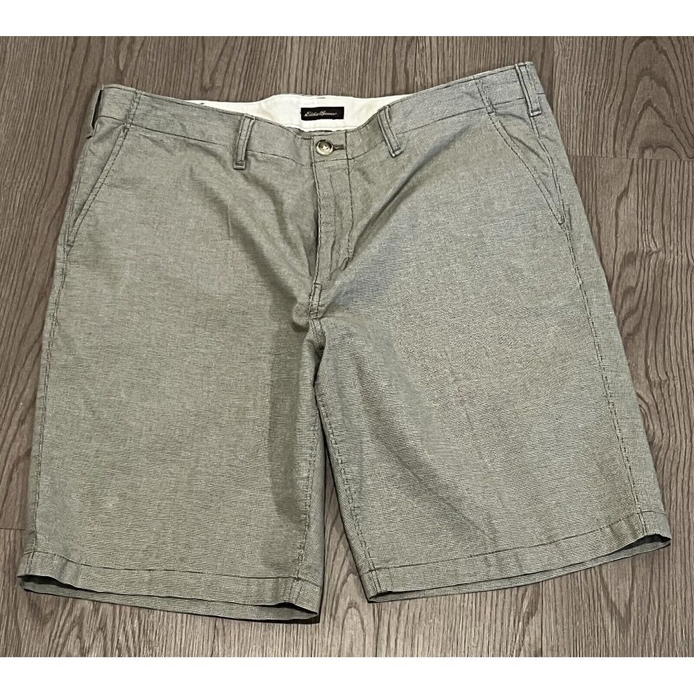 Eddie Bauer Shorts Mens Size 40 Green Pattern Casual Outdoor Flat‎ Front Pockets